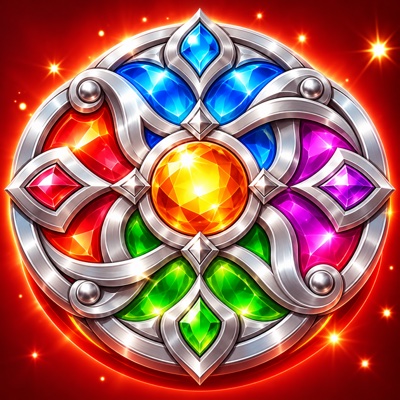 Solid Span app icon: a silver medallion set with coloured gems